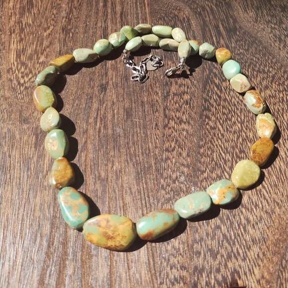 Jay King DTR green brown Turquoise nugget necklace 925 Sterling Silver  Southwes - Picture 6 of 8